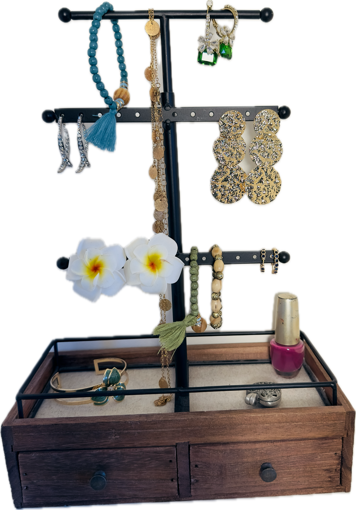Jewelry Organizer Stand – Metal & Wood