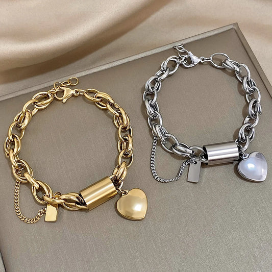 Jewelry Gold Color Thick Chain Stainless Steel Bracelets