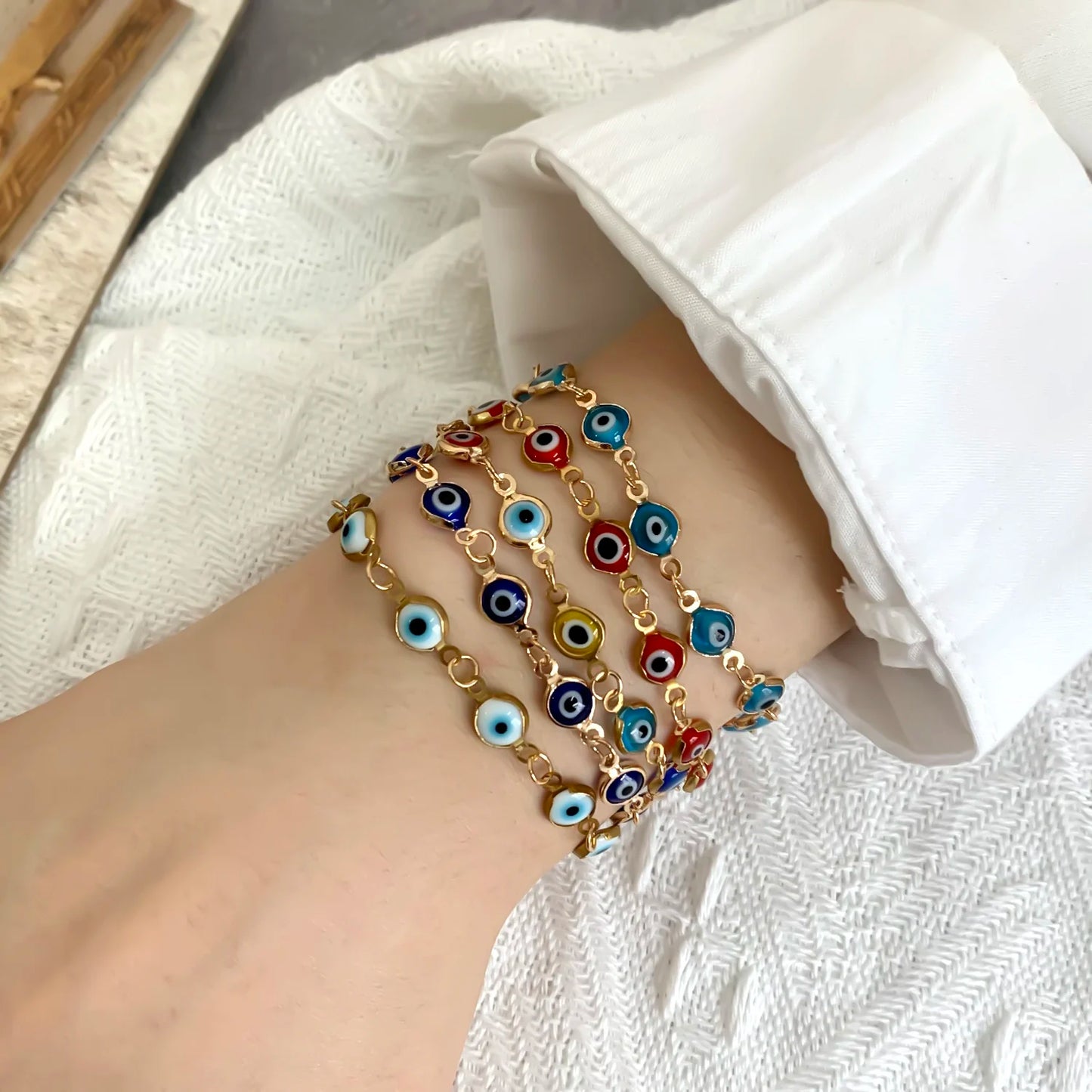 Turkish Evil Eye Bracelet – Nazar Protection Charm Adjustable