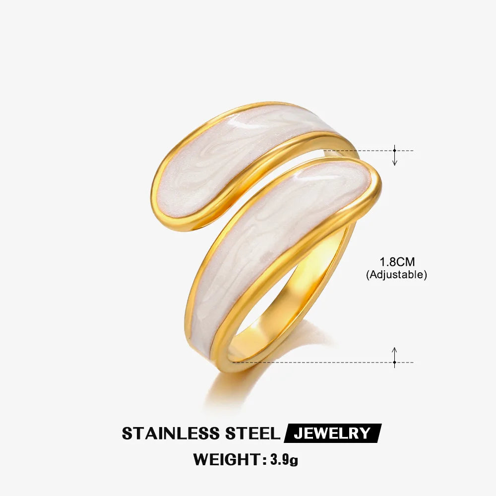 VALMS Bypass Wrap Ring – Black - White Enamel