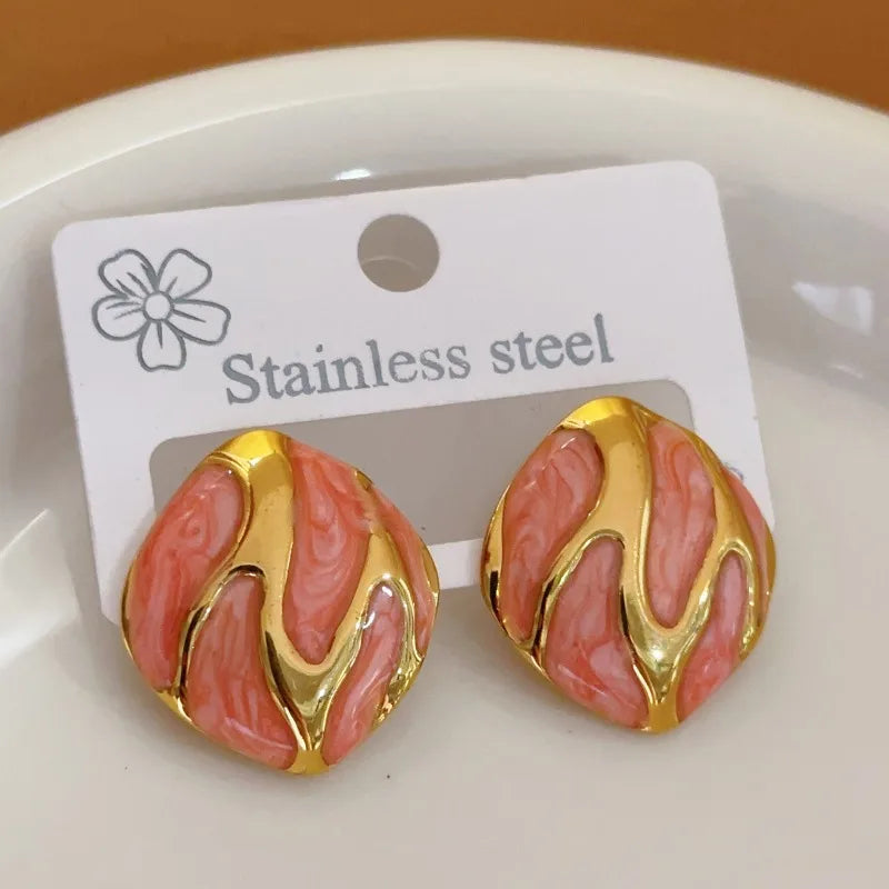 VALMS Retro Dome Stud Earrings – Colorful Enamel
