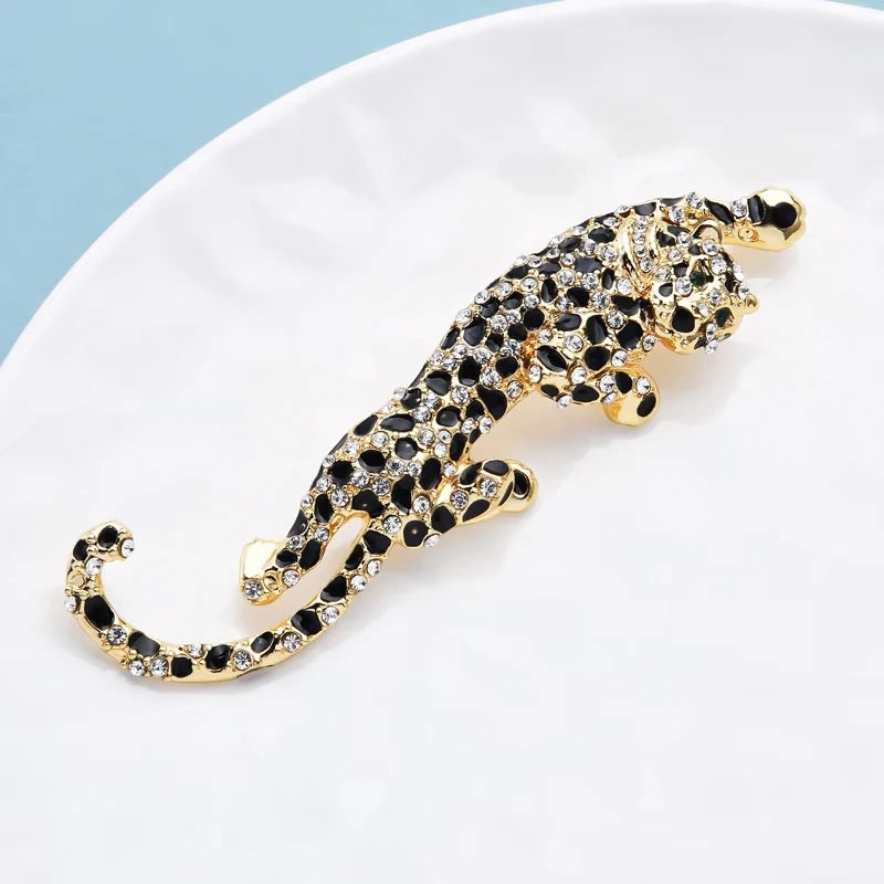 Big Climbing Leopard Brooch Pins For Women