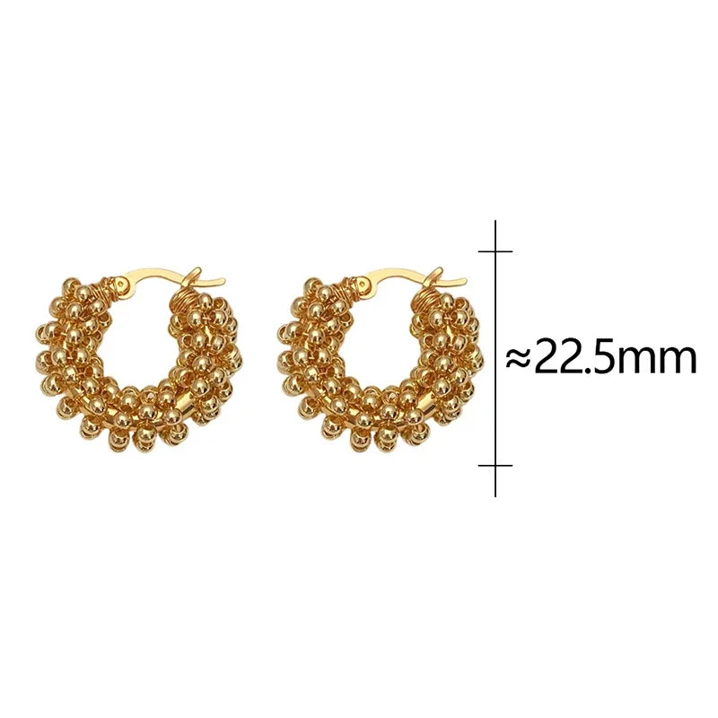 Sterling Silver Hoop Earrings – Twisted Bead Design Gold Plated