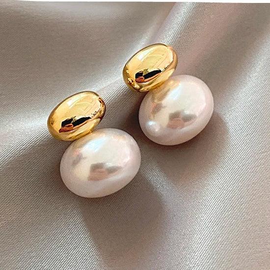 Waterproof Gold Bean Earrings for Women |Minimal Gold Jewelry