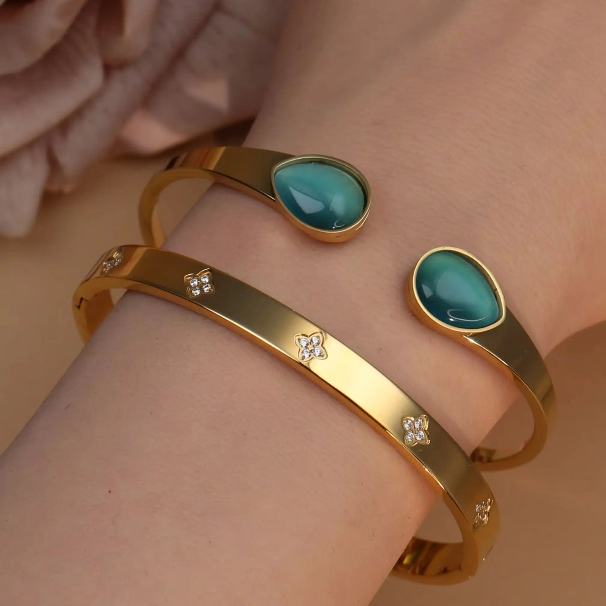 Fashion New Opal, Crystal 2-in-1 Stainless Steel Bracelet