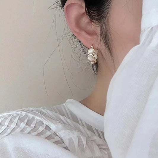 VALMS White Opal Hoop Earrings