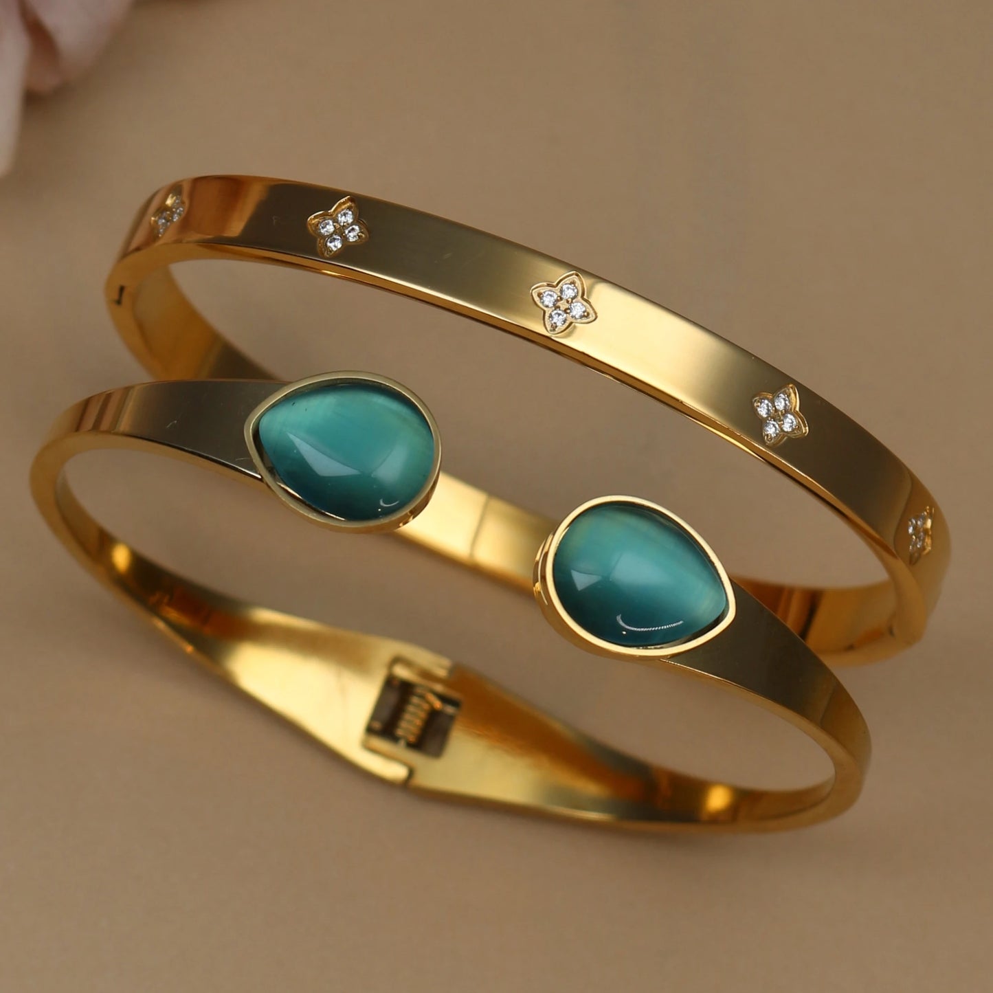 Fashion New Opal, Crystal 2-in-1 Stainless Steel Bracelet