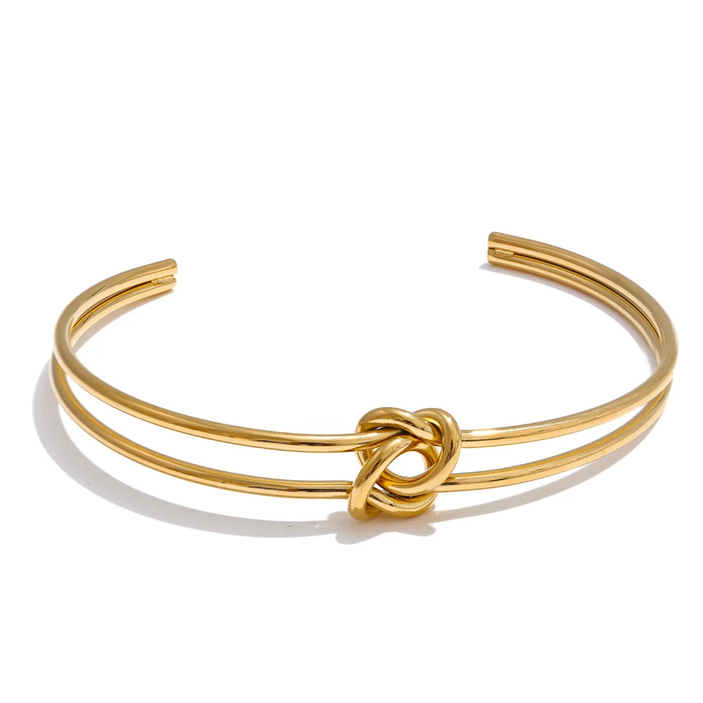 Stainless Steel Knot Open Cuff Bracelet
