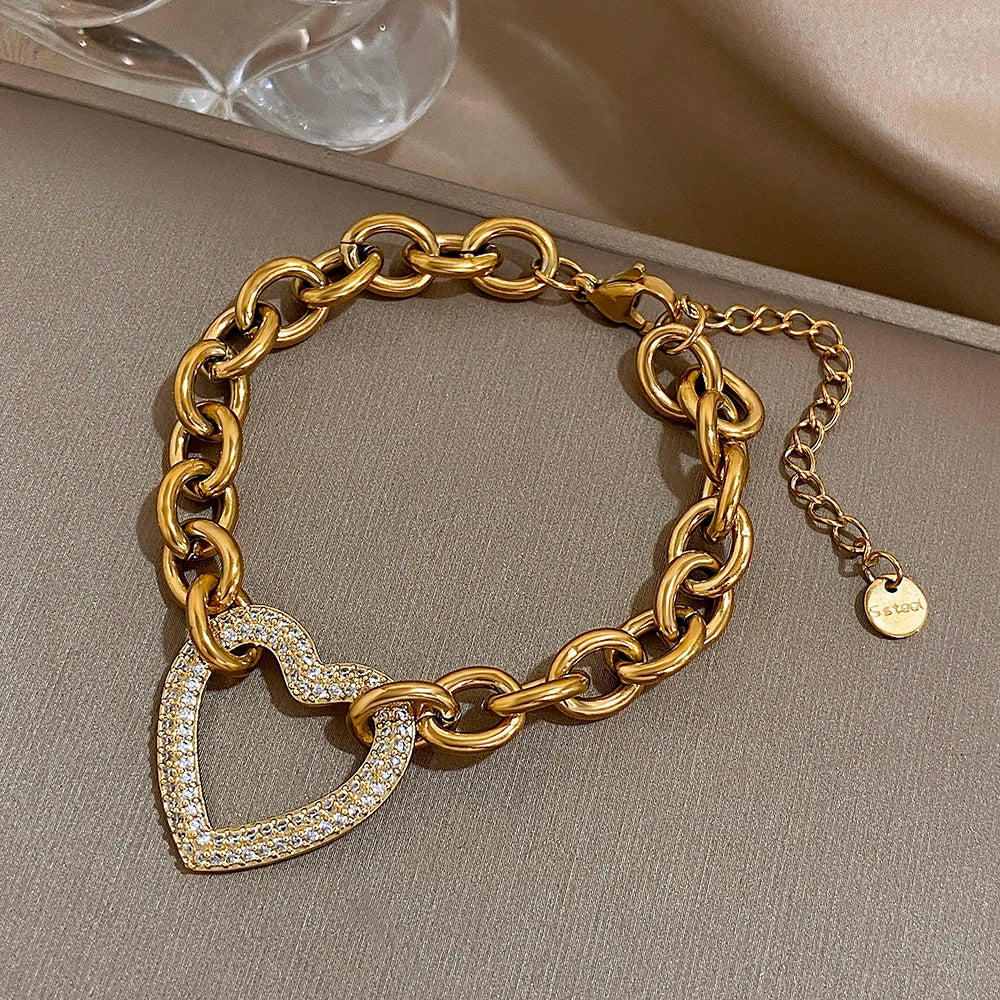 Jewelry Gold Color Thick Chain Stainless Steel Bracelets