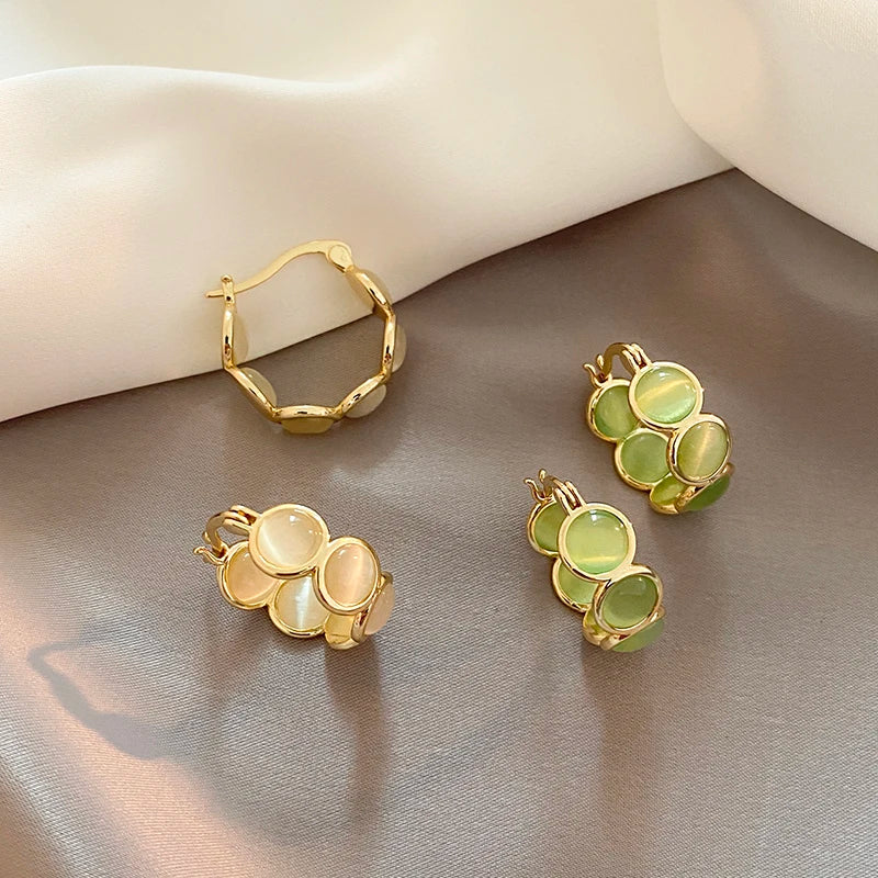 VALMS White Opal Hoop Earrings