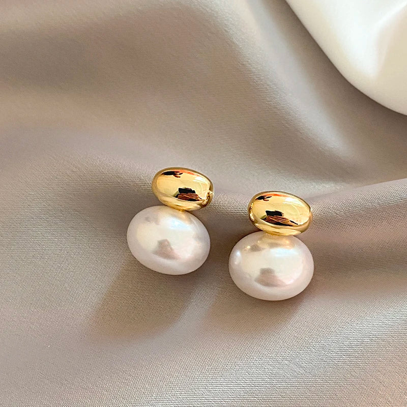 Gold Bean Earrings for Women – Minimalist Waterproof Designer Earrings