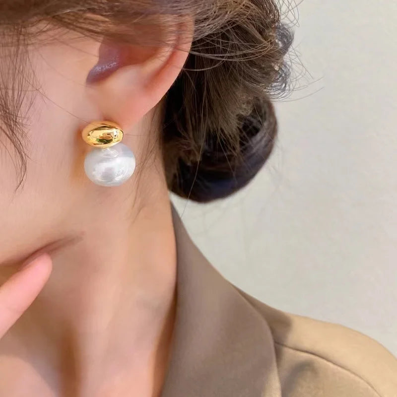 Waterproof Gold Bean Earrings for Women |Minimal Gold Jewelry