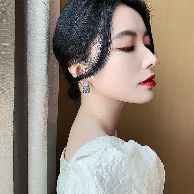 English and Persian for your purple crystal geometric earrings 💜