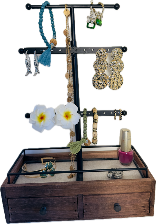 Jewelry Organizer Stand – Metal & Wood