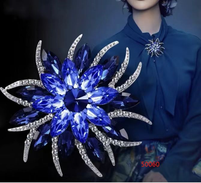 Multicolor Crystal Flower Brooch – Statement Pin