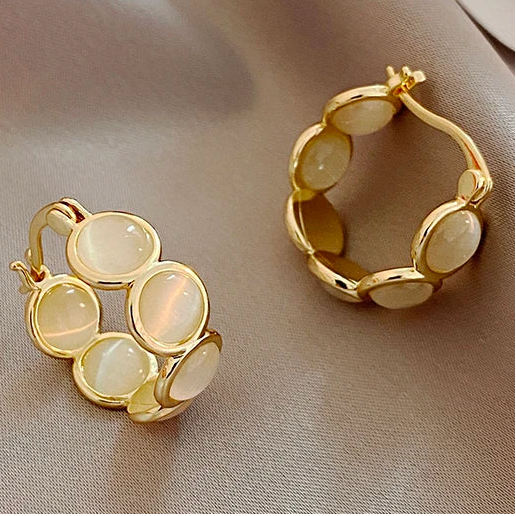 VALMS White Opal Hoop Earrings