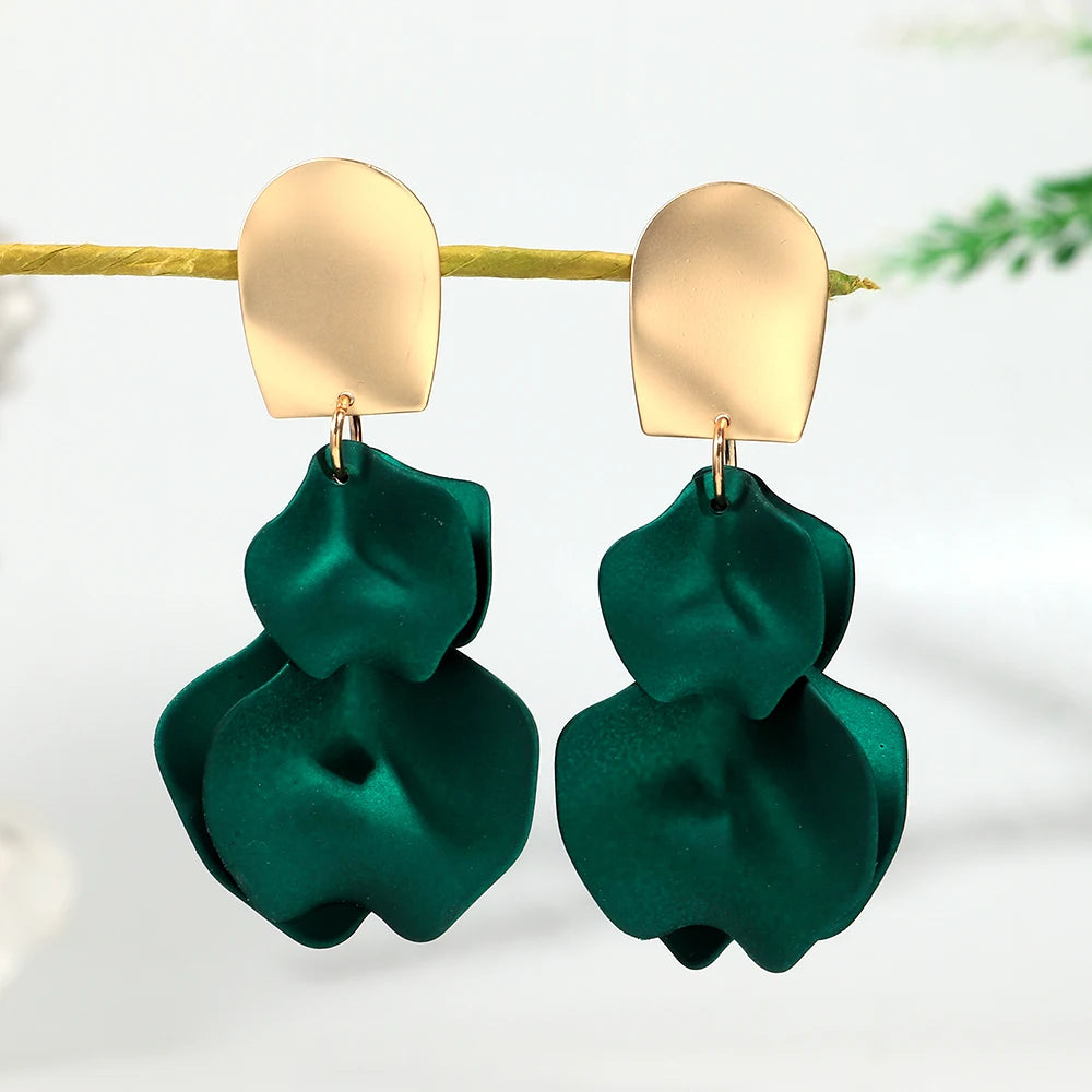 Flower Earrings Delicate Petal Tassel Stud Earring