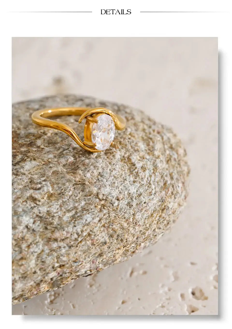 8K Gold PVD Plated Classic Ring – Shiny Cubic Zirconia Elegance