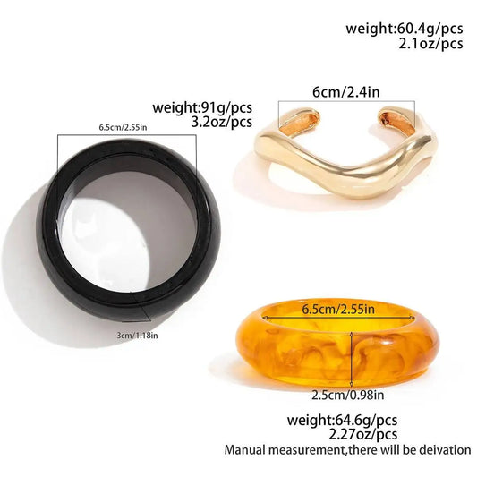 Vintage Irregular Stackable Resin Acrylic Chunky Bangles