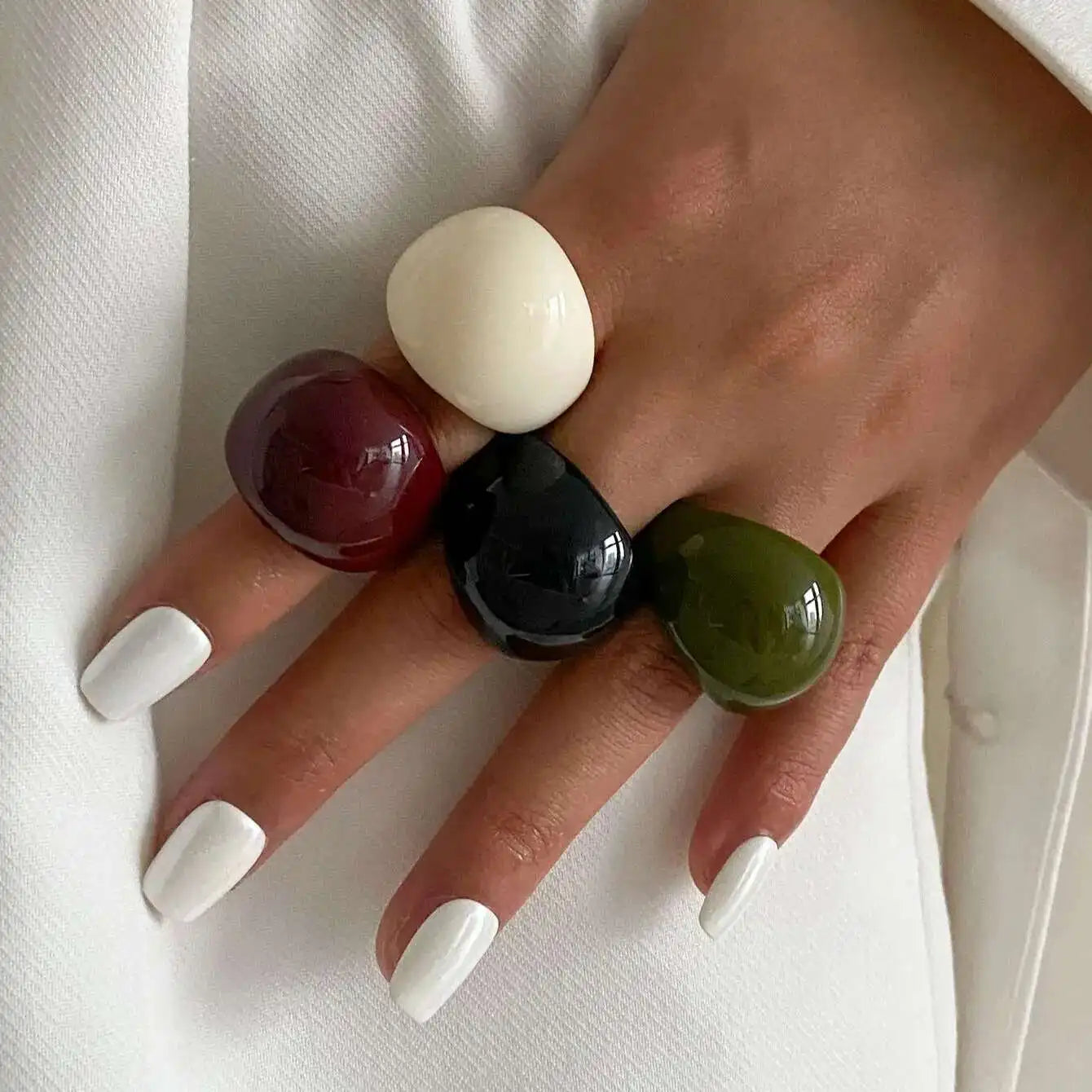 Boho Geometric Smooth Plastic Finger ring for woman
