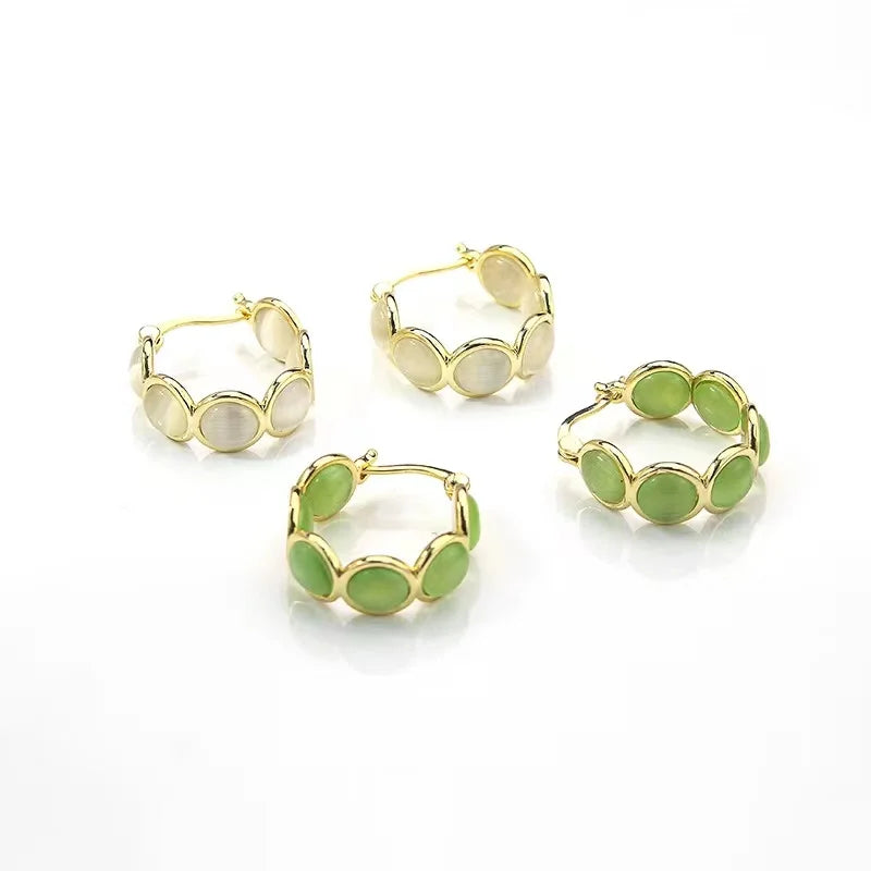 VALMS White Opal Hoop Earrings