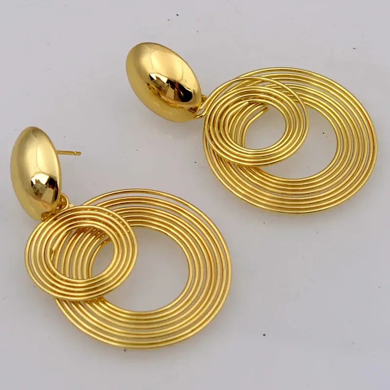 Trendy Big Round Statement Earrings-Drop – Golden & Silver Geometric Elegance