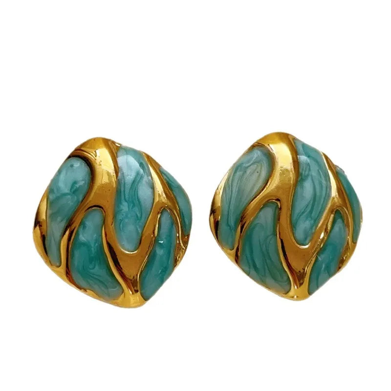 VALMS Retro Dome Stud Earrings – Colorful Enamel
