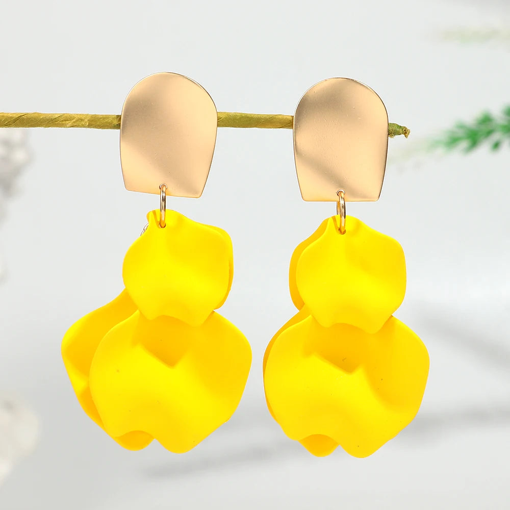 Flower Earrings Delicate Petal Tassel Stud Earring