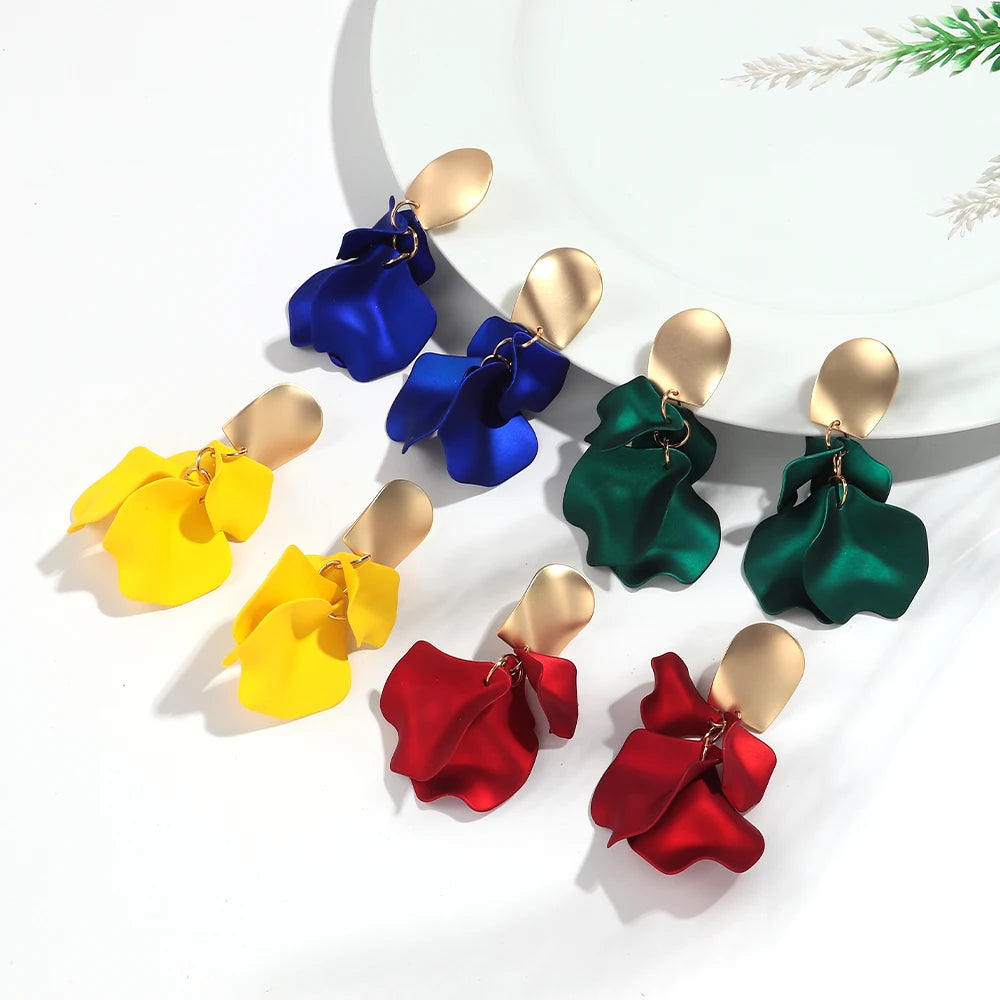 Flower Earrings Delicate Petal Tassel Stud Earring