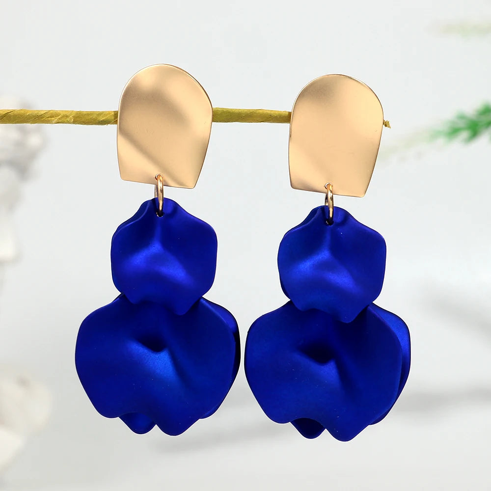 Flower Earrings Delicate Petal Tassel Stud Earring