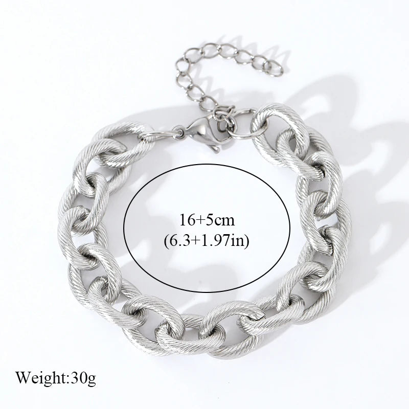 Stainless Steel Gold Color Cuban Chain Bracelet unisex