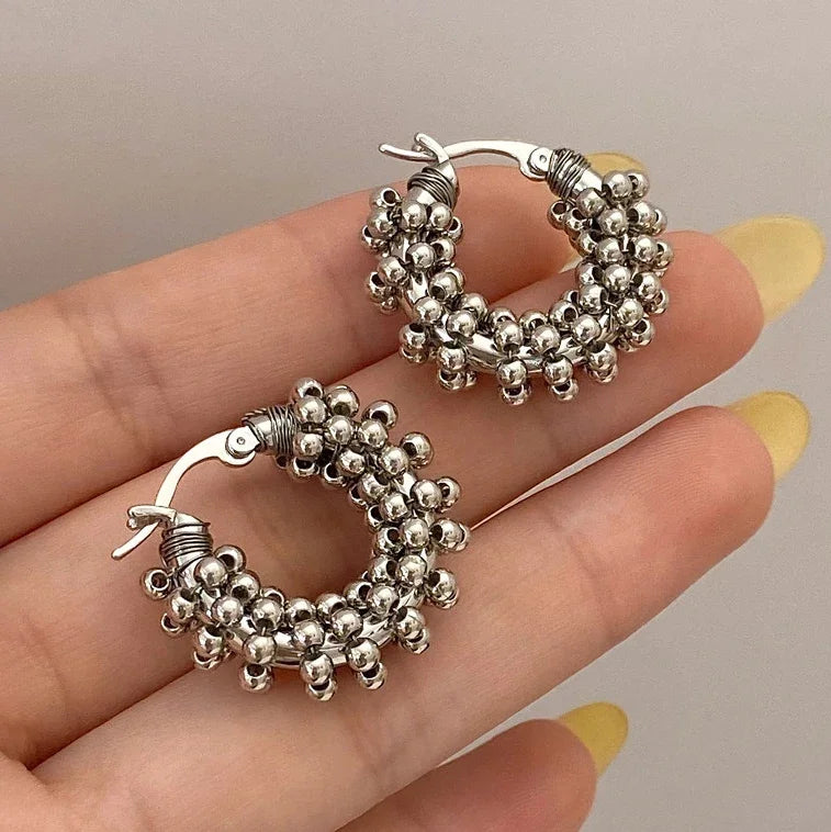 Elevate your elegance  earring with these Real 925 Sterling Silver Round Twisted Bead 18K