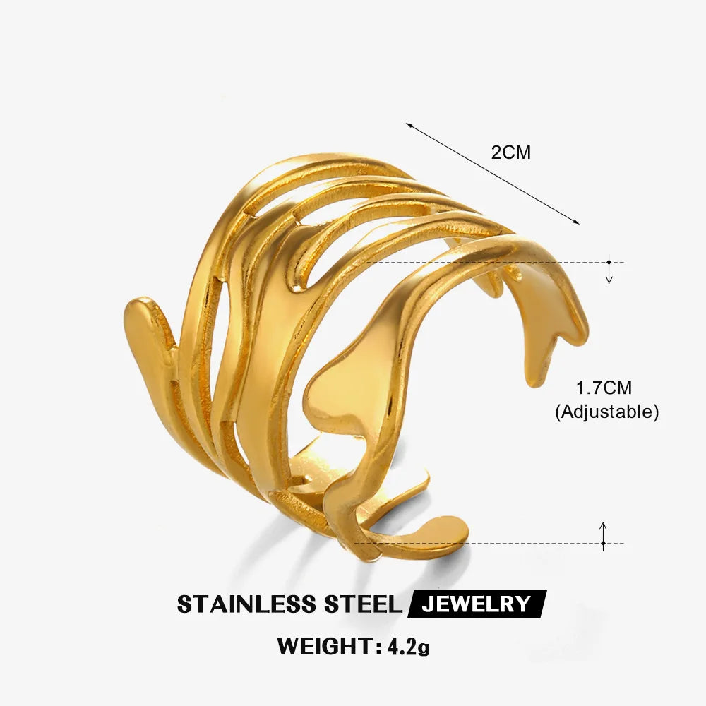 Stainless Steel   Ring for Women Metal Texture Waterproof Daily Simple Stylish Golden Rings