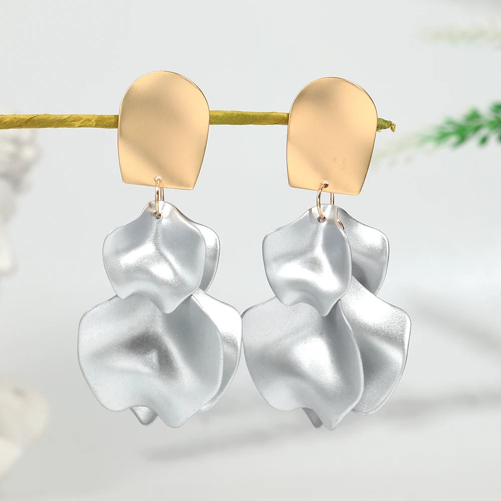 Flower Earrings Delicate Petal Tassel Stud Earring