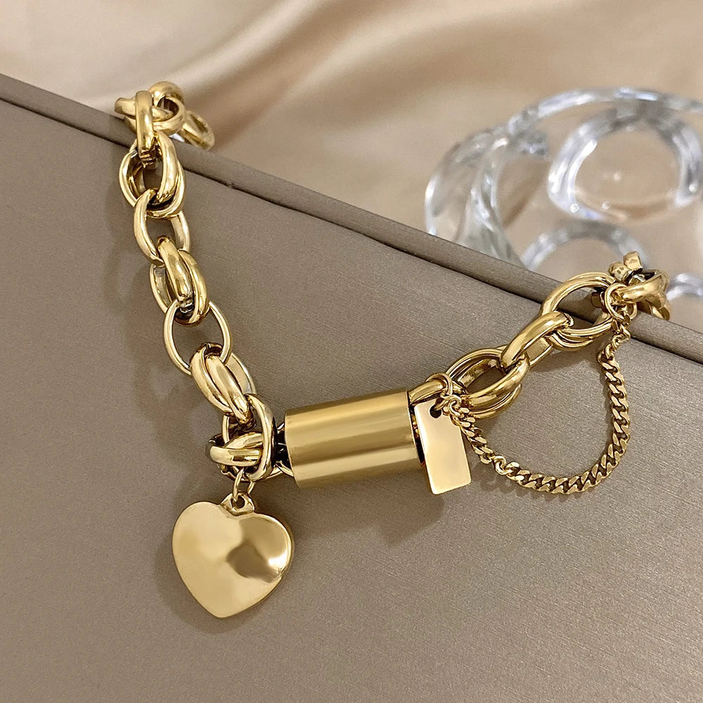 Jewelry Gold Color Thick Chain Stainless Steel Bracelets
