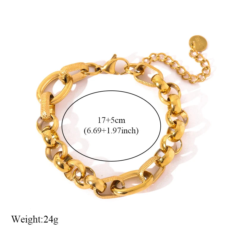 Stainless Steel Gold Color Cuban Chain Bracelet unisex