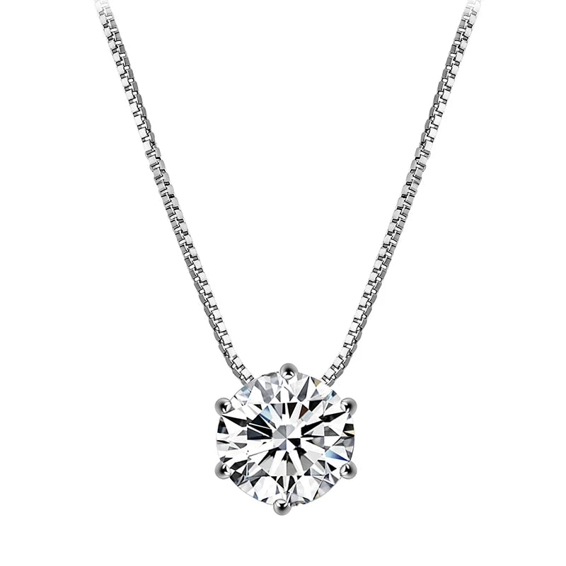 925 Sterling Silver Plated Zircon Necklace – Elegant Sparkling Clavicle Chain