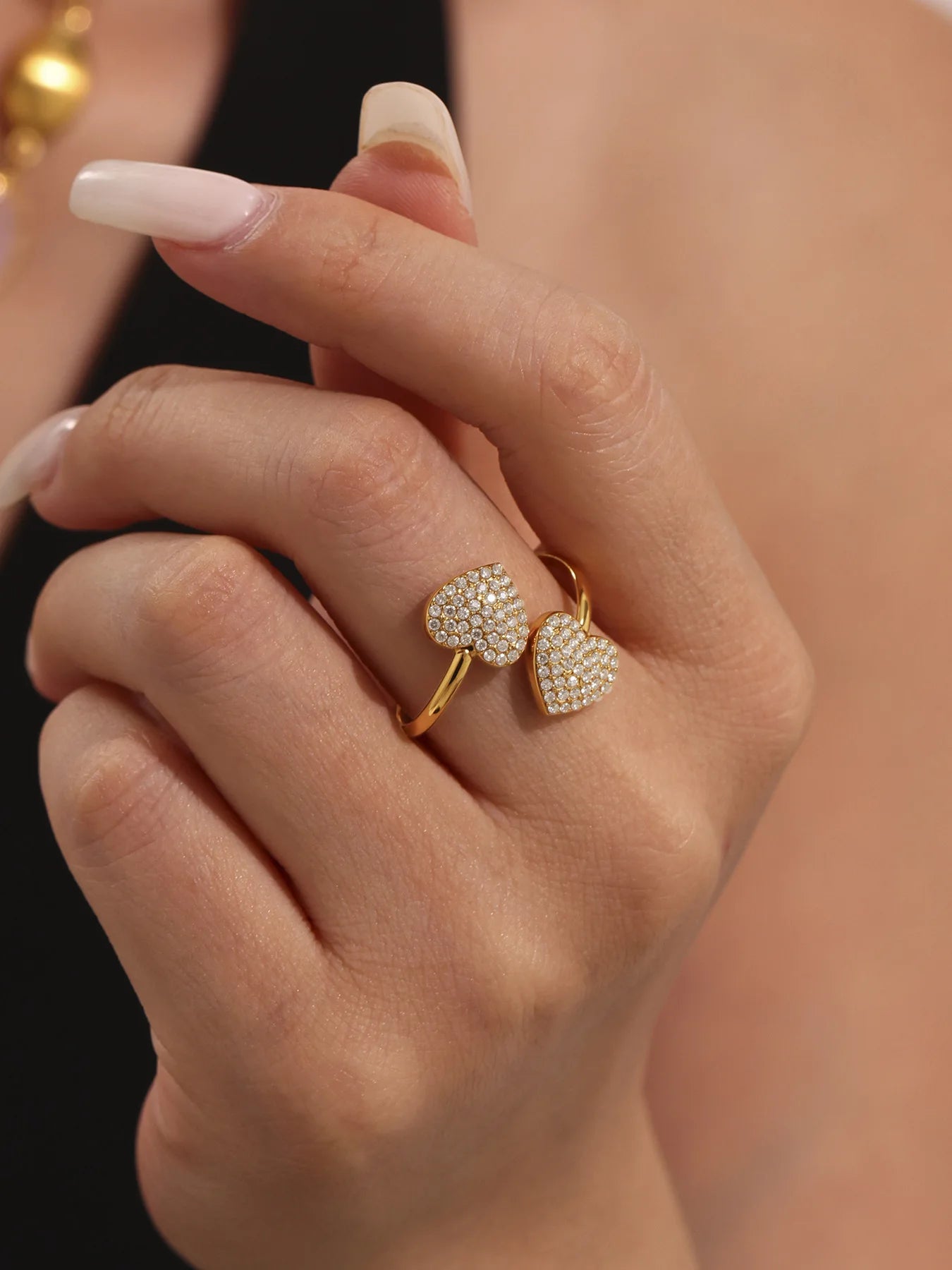 Wheel Trendy Zircon Stainless Steel  Elegant Rings For Women Gold Plated