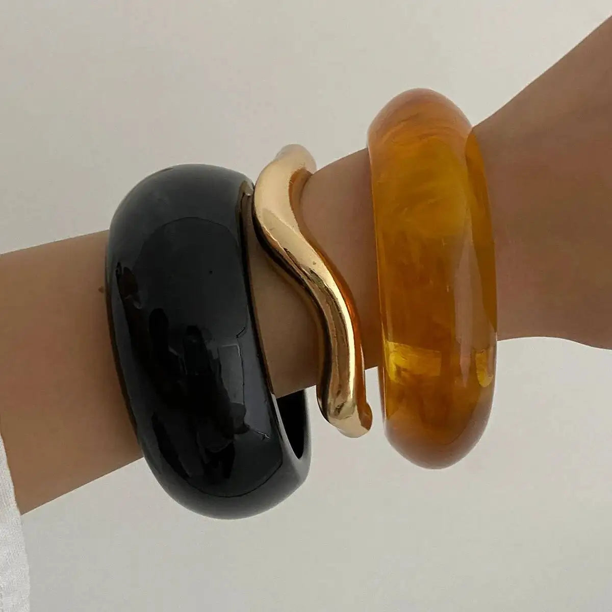 Vintage Irregular Stackable Resin Acrylic Chunky Bangles