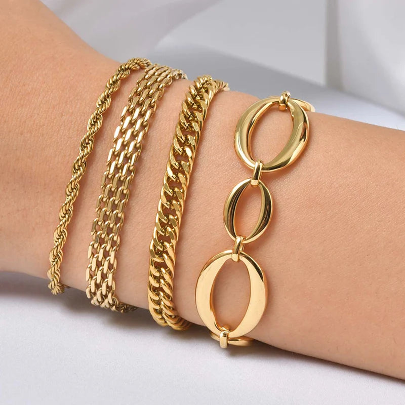 Minimalist Stackable Chain Bracelet – 18K Gold Plated