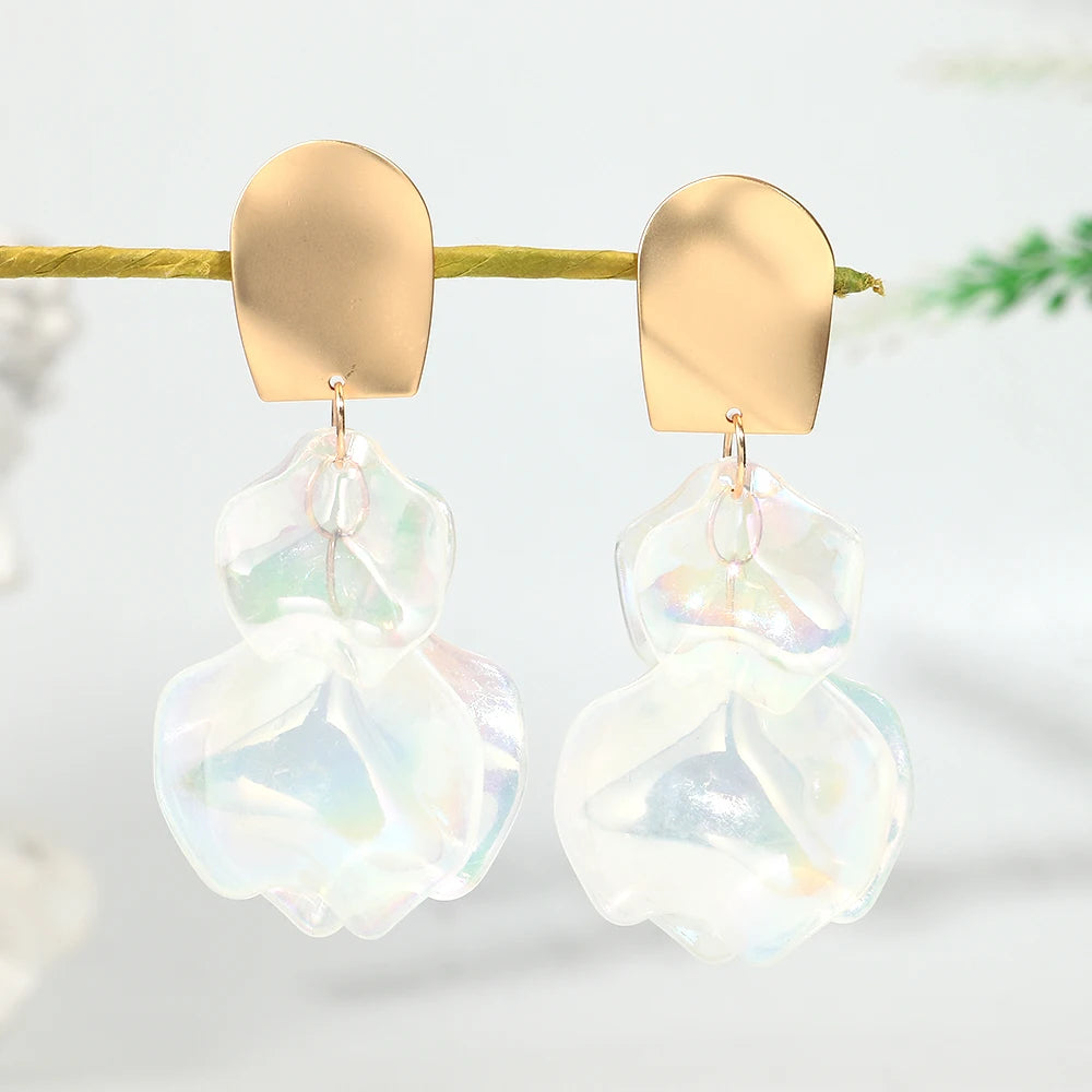 Flower Earrings Delicate Petal Tassel Stud Earring