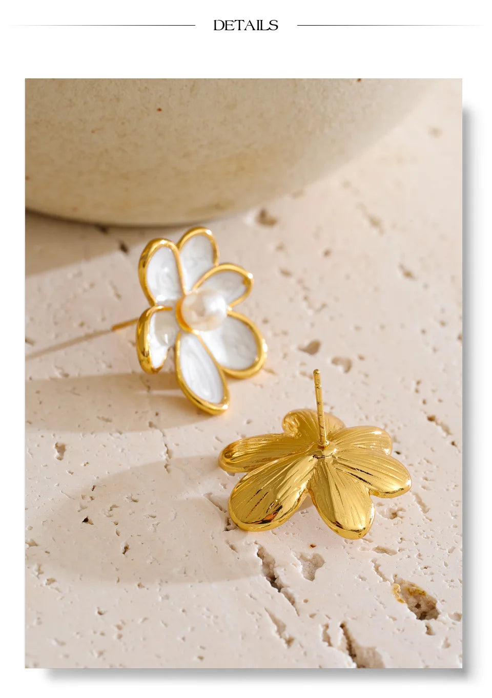 Zirconia & Pearl Flower Earring – Stud   Enamel Gold Jewelry for Women (All Occasions)