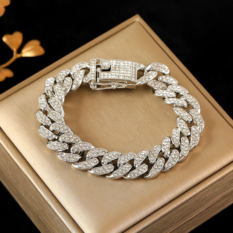 Stainless Steel Gold Color Cuban Chain Bracelet unisex