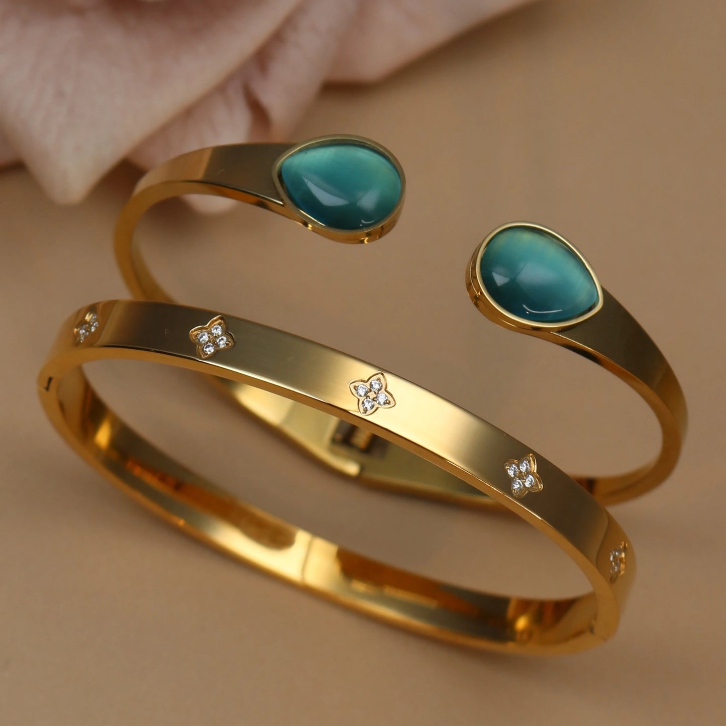 Fashion New Opal, Crystal 2-in-1 Stainless Steel Bracelet