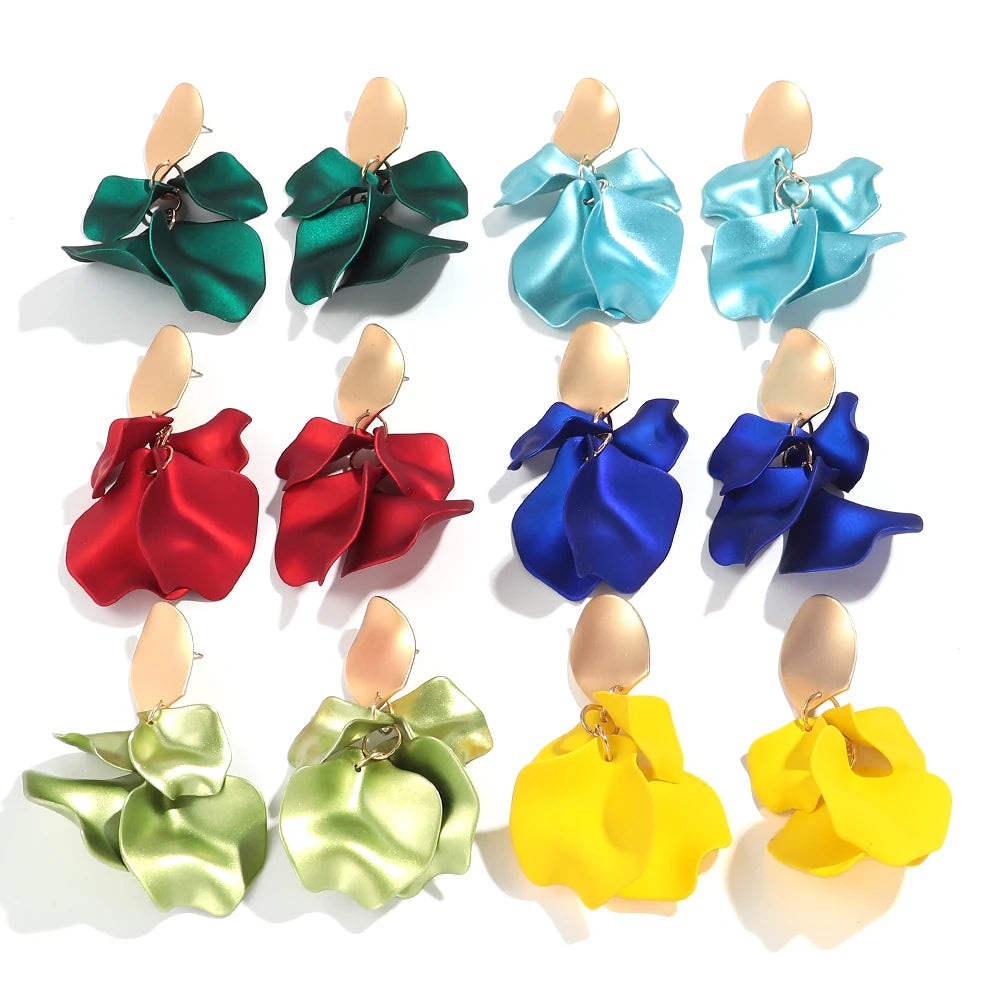 Flower Earrings Delicate Petal Tassel Stud Earring