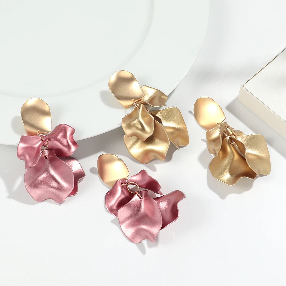 Flower Earrings Delicate Petal Tassel Stud Earring