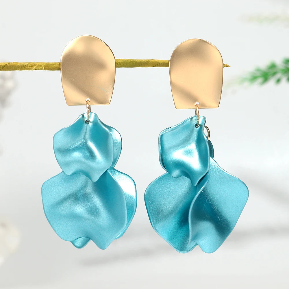 Flower Earrings Delicate Petal Tassel Stud Earring