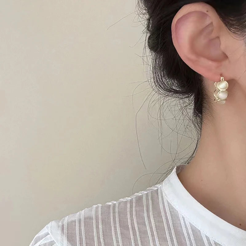 VALMS White Opal Hoop Earrings
