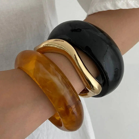 Vintage Irregular Stackable Resin Acrylic Chunky Bangles