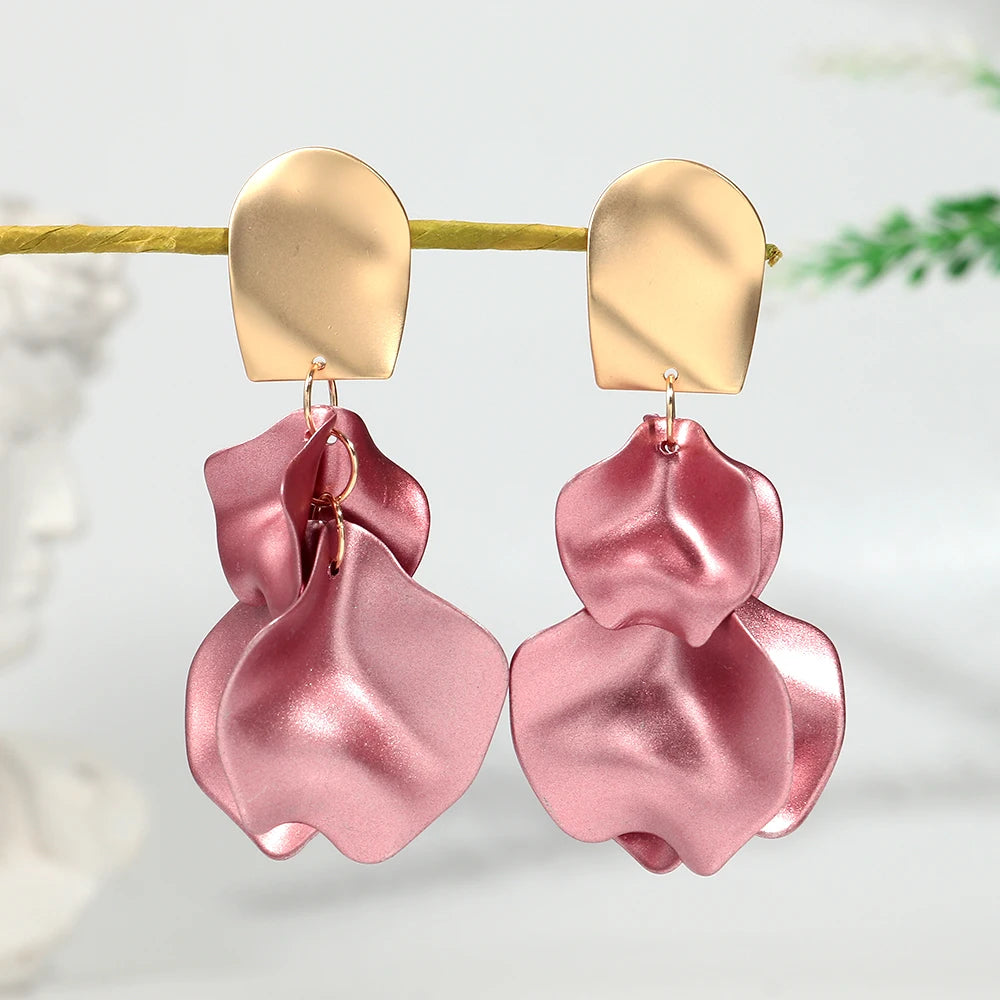 Flower Earrings Delicate Petal Tassel Stud Earring